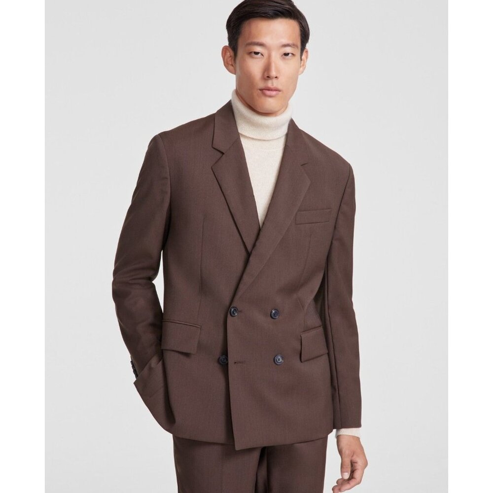 Hugo Boss Mens Modern Fit Solid Wool Suit Separate Jacket Med Brown Size 44L NWT - Picture 1 of 6